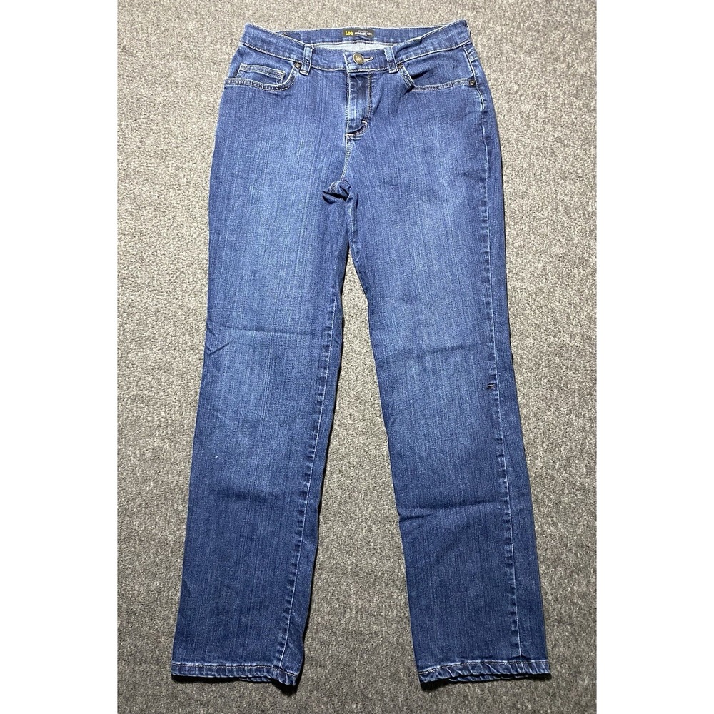 Lee Womens Relaxed Fit Straight Leg Jeans Blue Stretch Denim Size 4M